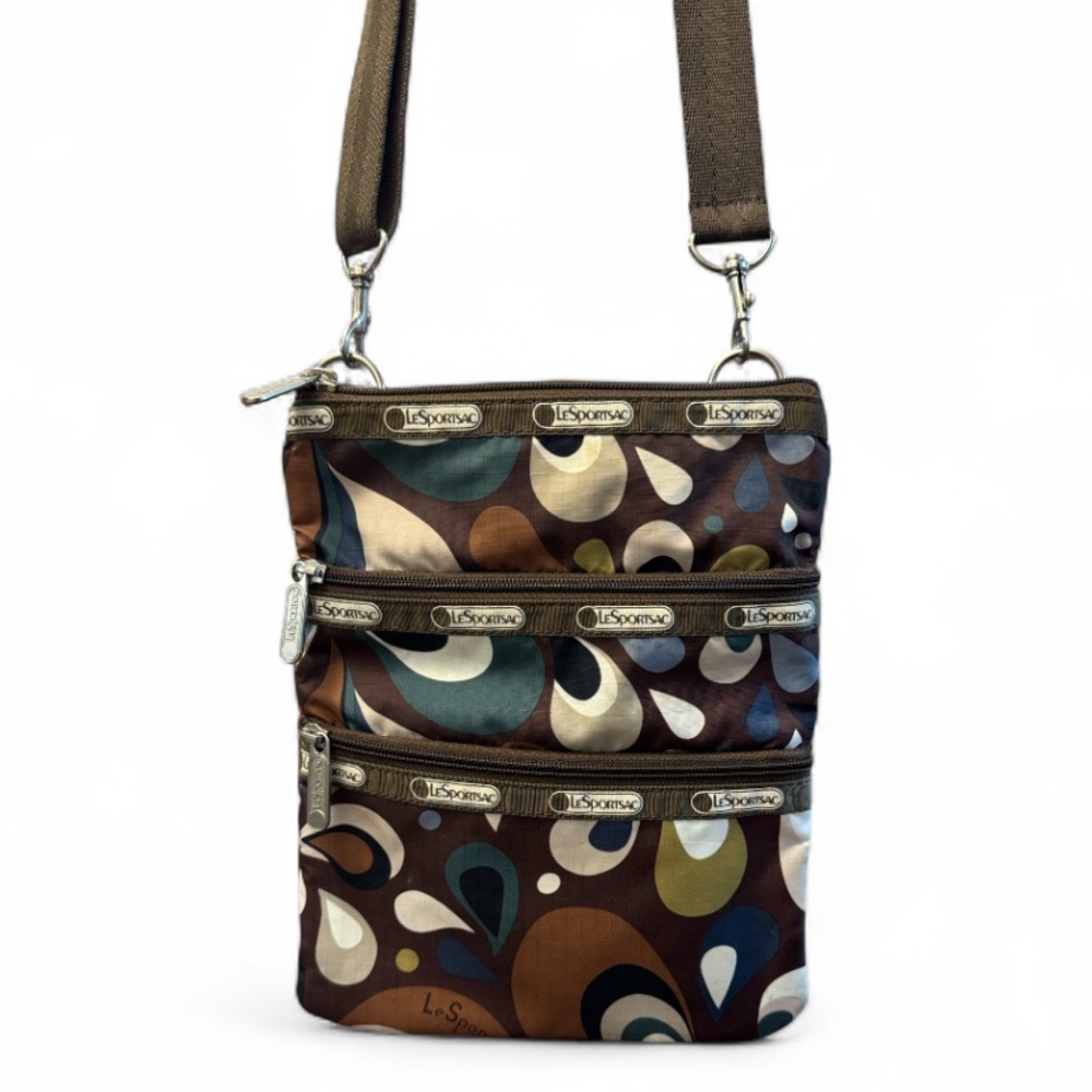 LeSportsac Brown Paisley Patterned Crossbody Bag